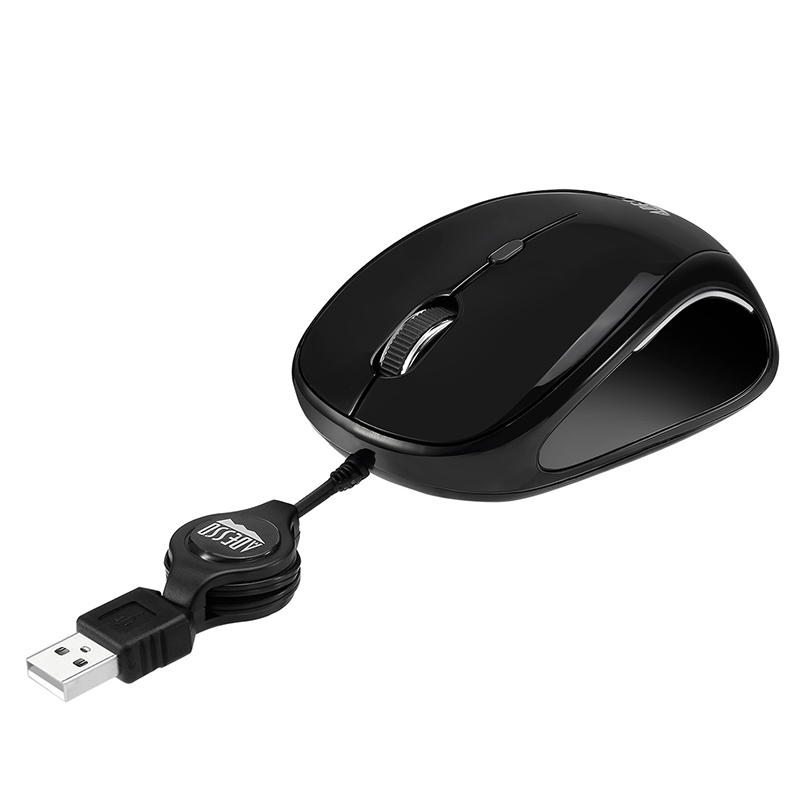 Adesso IMOUSE S8B Mouse - USB 2.0 - Optical - 3 Button(s)- Black- Scroll Wheel-Symmetrical